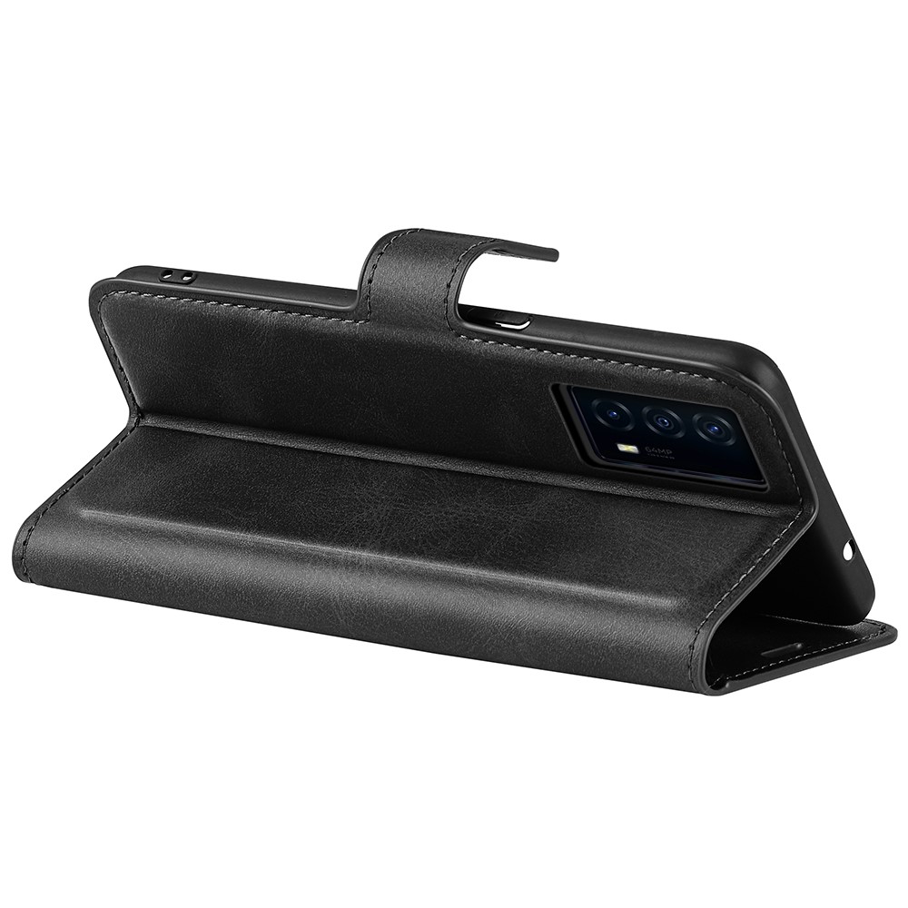 Stand Bookstyle PU Leather Wallet Flip Shockproof Protective Phone Case for vivo iQOO Z5 - Black-4