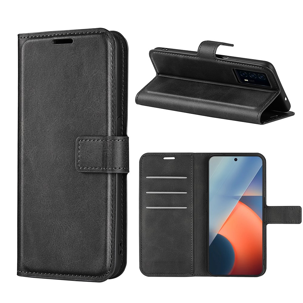Stand Bookstyle PU Leather Wallet Flip Shockproof Protective Phone Case for vivo iQOO Z5 - Black-9