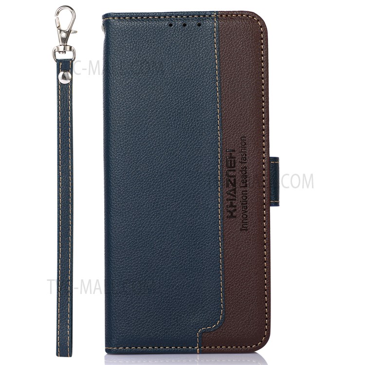 KHAZNEH RFID Litchi Texture Protective Blocking Anti-theft Swiping Leather Case Cover with Stand Wallet for Realme Narzo 50i - Blue-2
