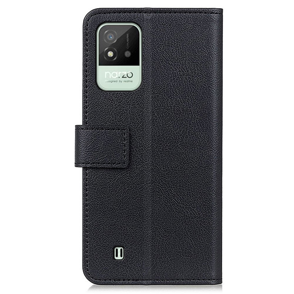 Quality PU Leather Wallet Phone Case Stand Magnetic Closure Shockproof Flip Cover for Realme Narzo 50i - Black-3