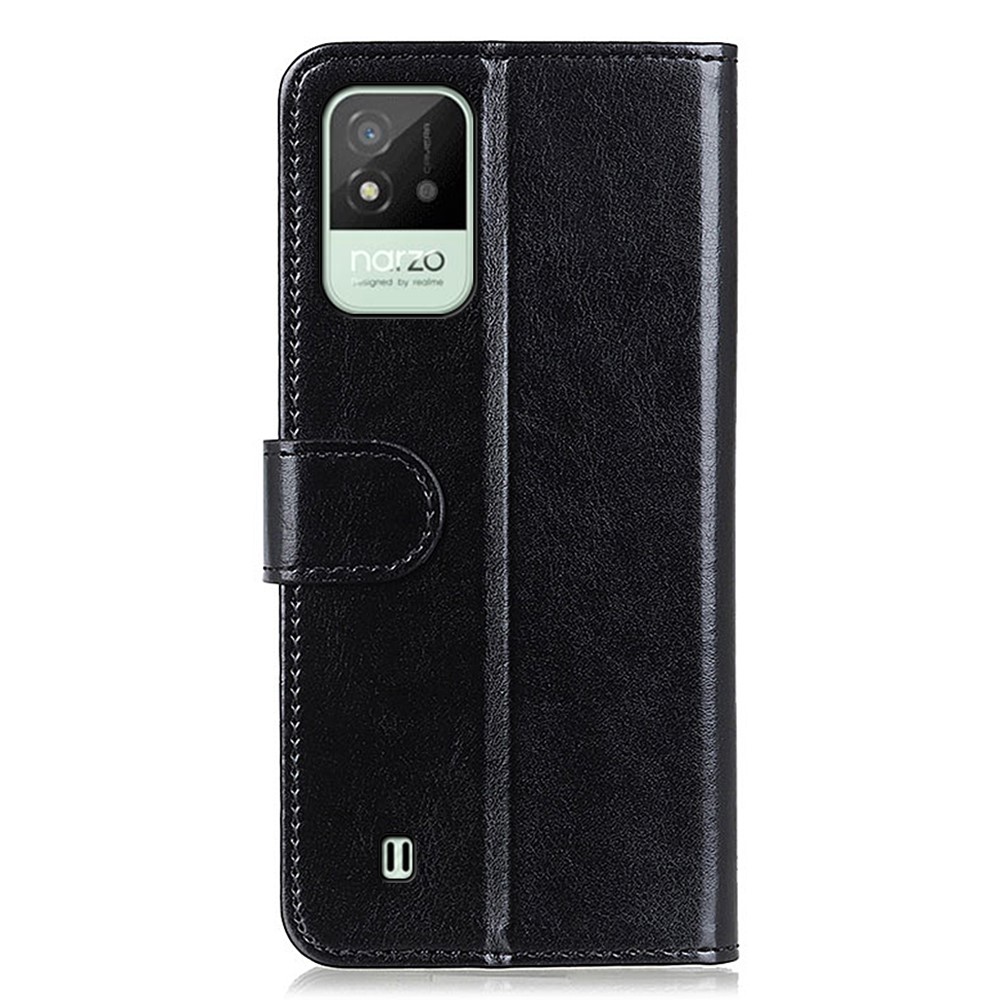 Crazy Horse Texture PU Leather + TPU Protective Cover Case with Wallet Stand for Realme Narzo 50i - Black-3
