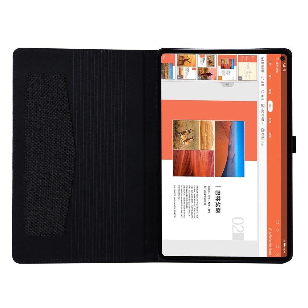 Card Slots Design Cloth Texture PU Leather Folding Folio Stand Cover for Realme Pad 10.4 inch - Black-5