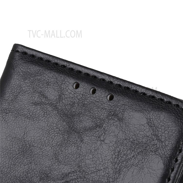 Crazy Horse Texture Dual-sided Magnetic Clasp Anti-drop Split Leather Case Stand Shell with Wallet for Realme Narzo 50i - Black-8