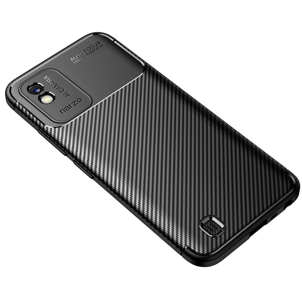Anti-Scratch Soft TPU Protective Phone Case with Carbon Fiber Texture Design for Realme Narzo 50i - Black-2