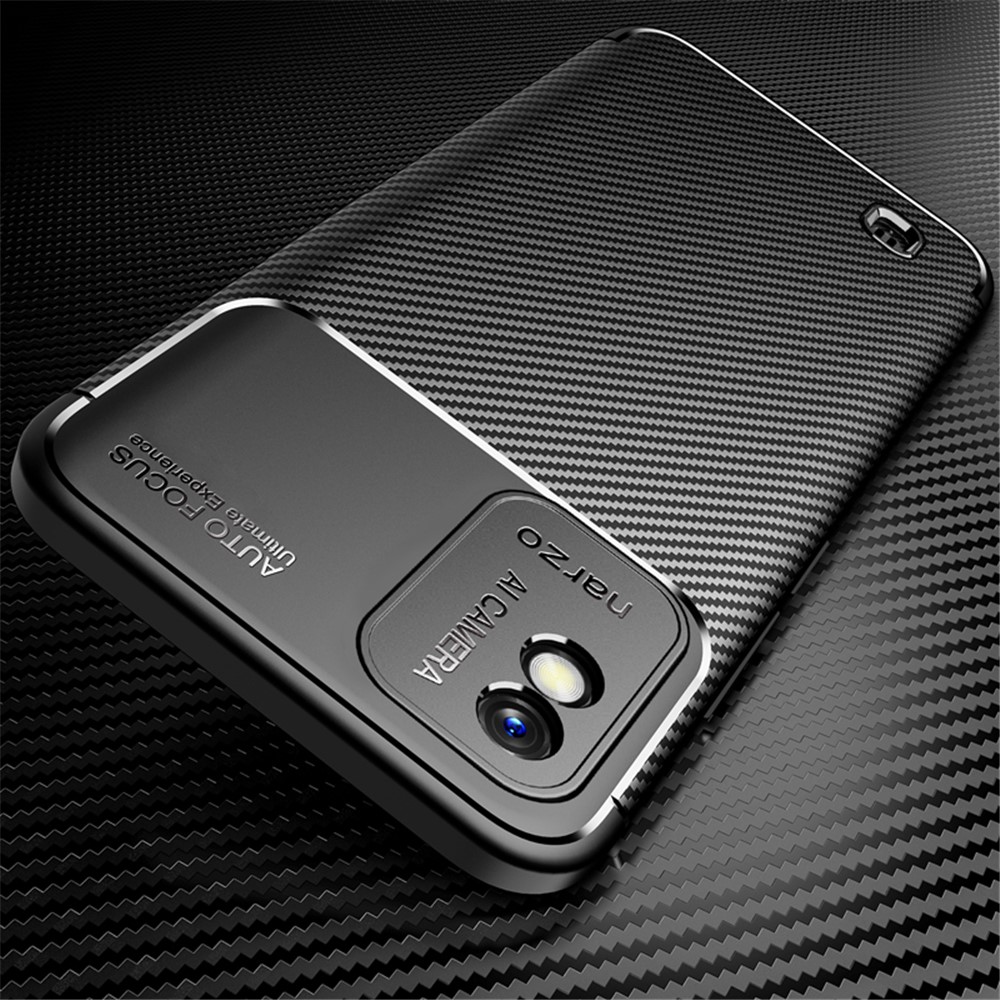 Anti-Scratch Soft TPU Protective Phone Case with Carbon Fiber Texture Design for Realme Narzo 50i - Black-3