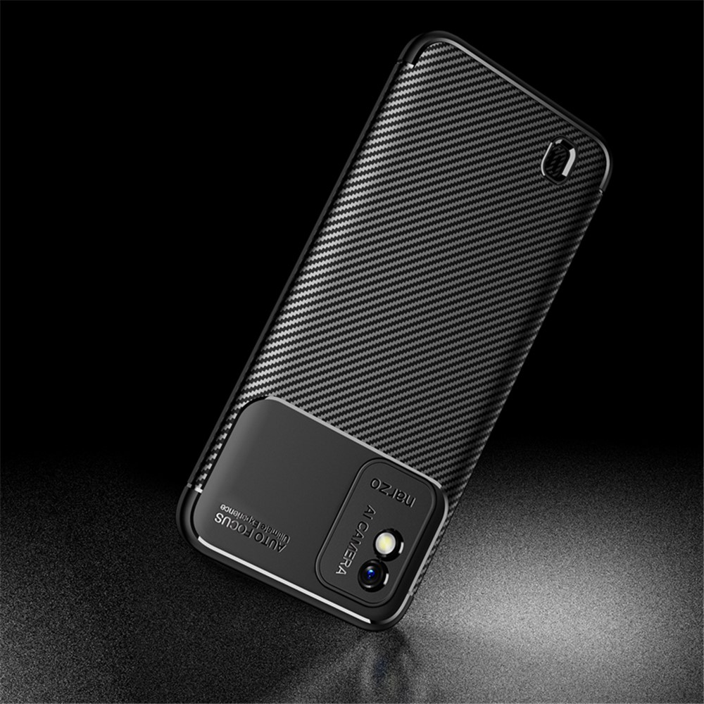Anti-Scratch Soft TPU Protective Phone Case with Carbon Fiber Texture Design for Realme Narzo 50i - Black-5