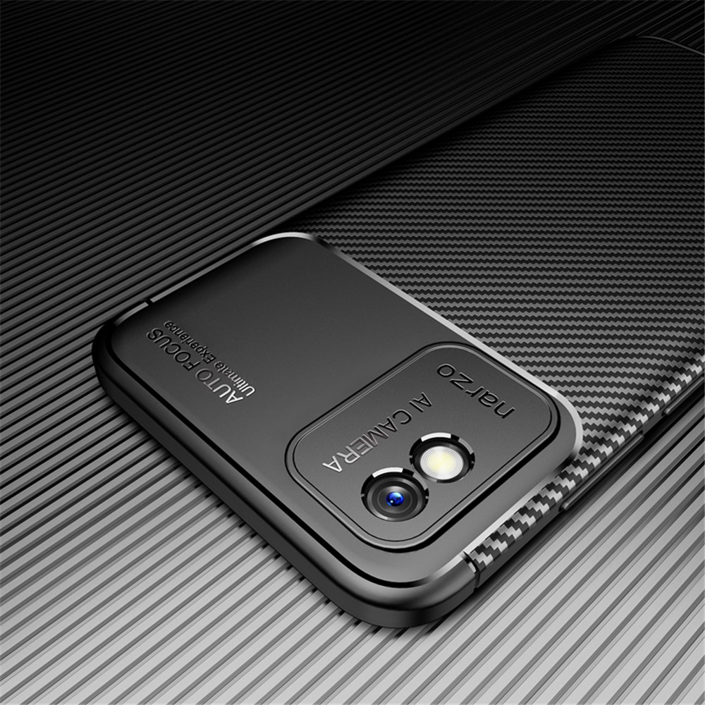 Anti-Scratch Soft TPU Protective Phone Case with Carbon Fiber Texture Design for Realme Narzo 50i - Black-6