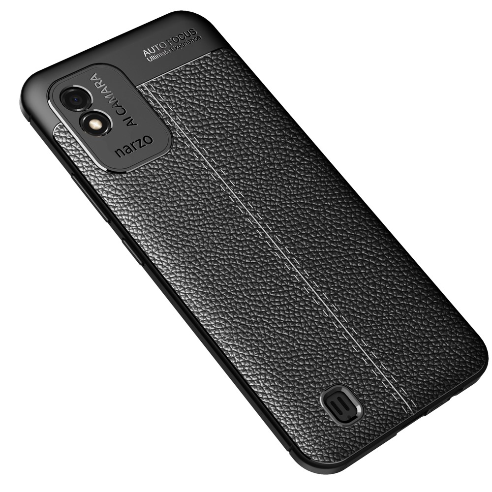 Slim Shockproof Litchi Texture Flexible TPU Protective Phone Case for Realme Narzo 50i - Black-2