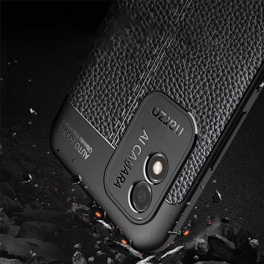 Slim Shockproof Litchi Texture Flexible TPU Protective Phone Case for Realme Narzo 50i - Black-4