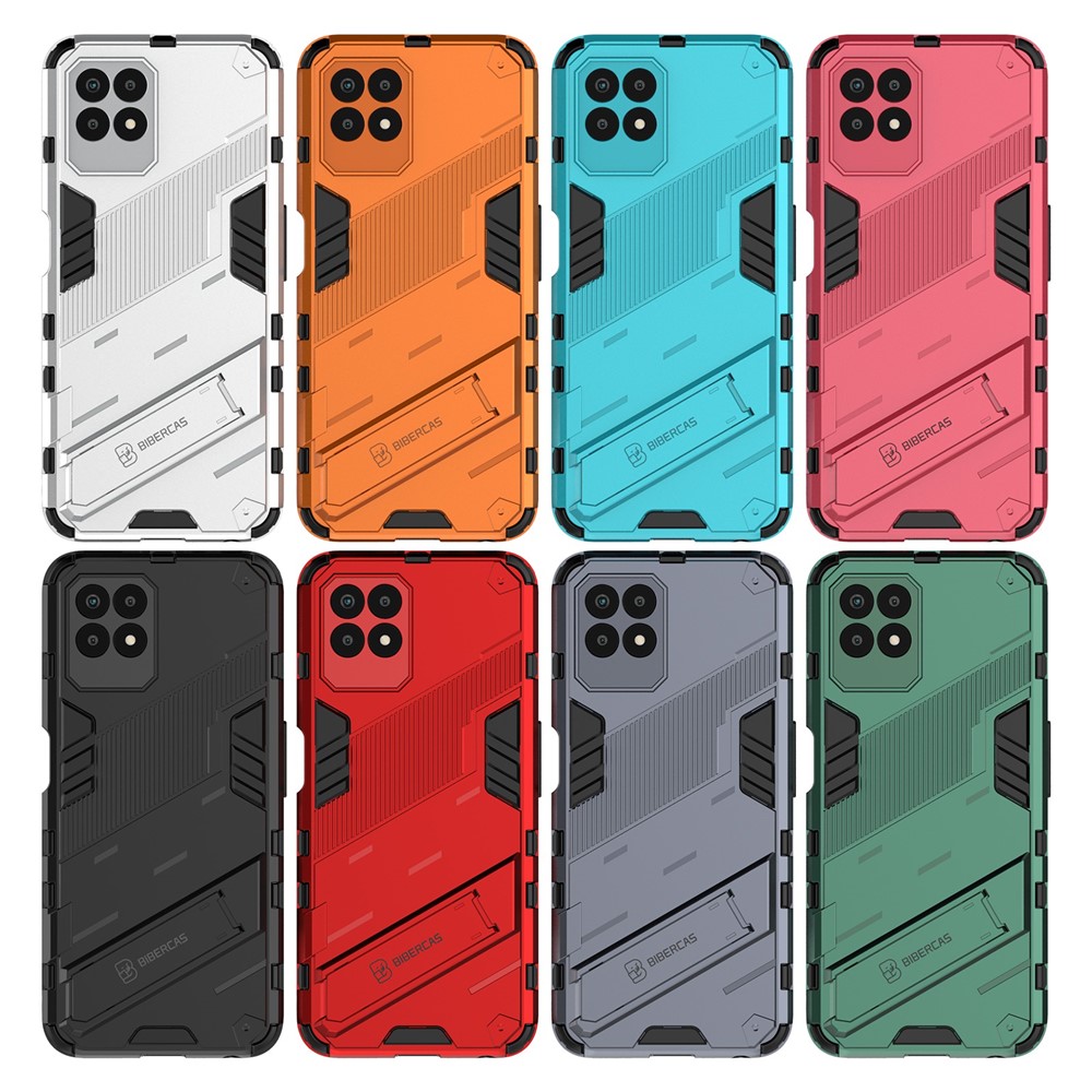 Kickstand Design Hard PC + Soft TPU Anti-Drop Hybrid Phone Case Cover for Realme 8i - Black-10