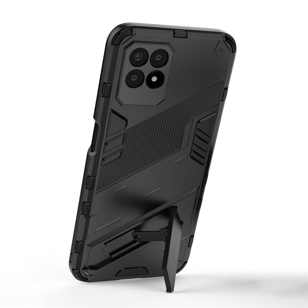 Kickstand Design Hard PC + Soft TPU Anti-Drop Hybrid Phone Case Cover for Realme 8i - Black-4