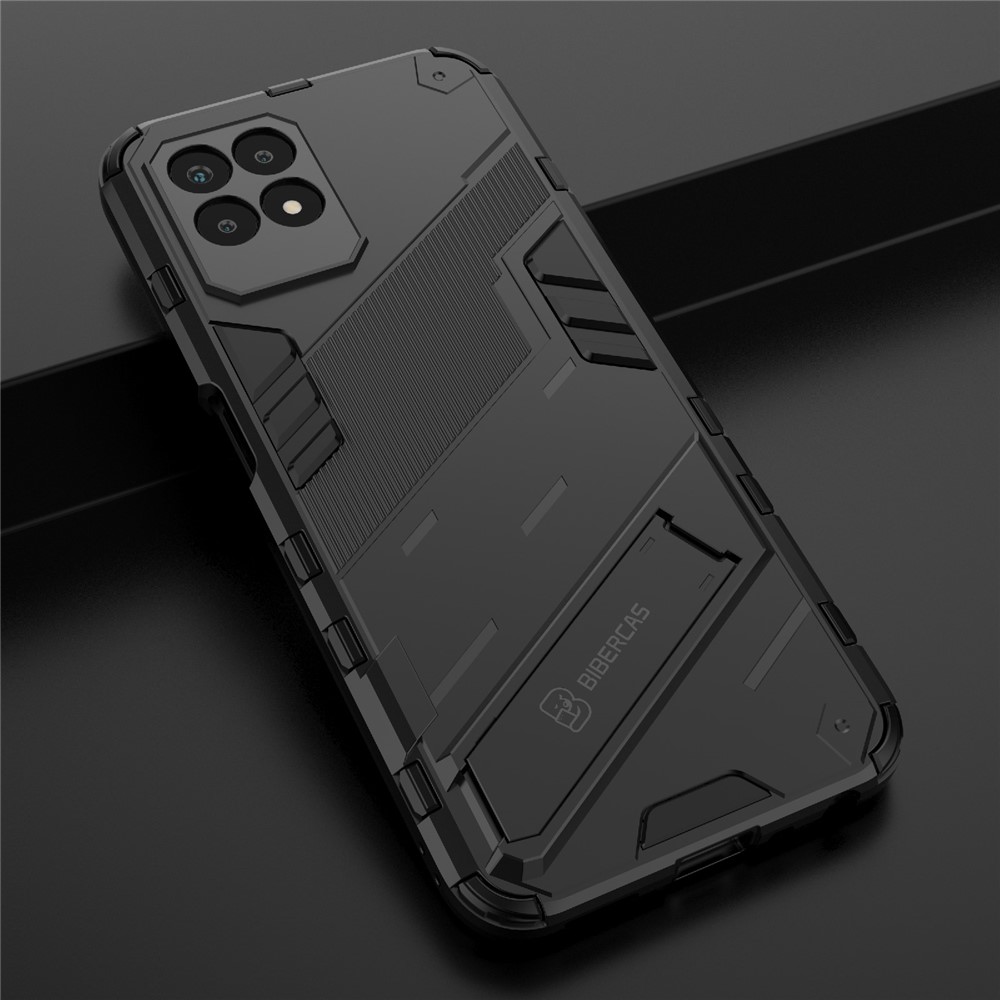 Kickstand Design Hard PC + Soft TPU Anti-Drop Hybrid Phone Case Cover for Realme 8i - Black-7