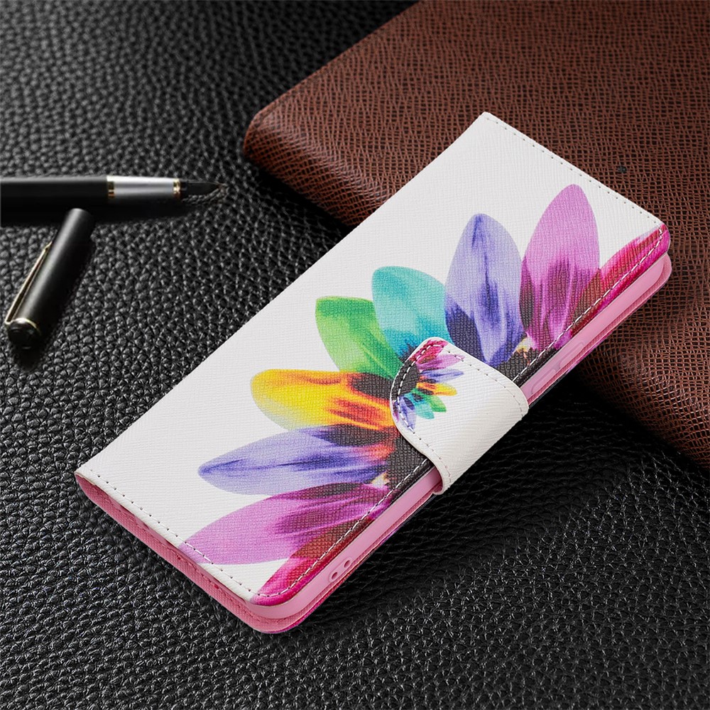 Pattern Printing PU Leather Phone Case Stand Book Design Flip Folio Cover with Wallet for vivo Y21 - Sunflower-6