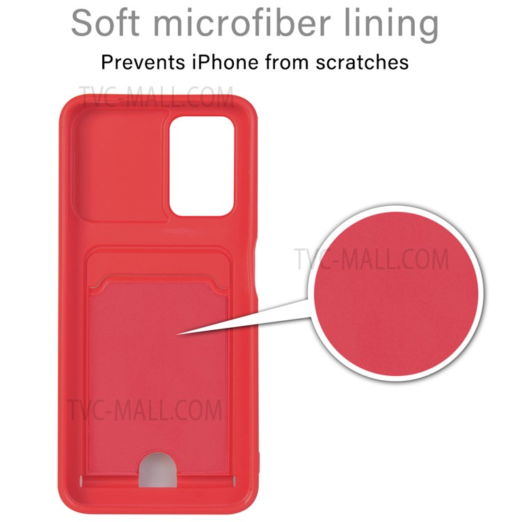 Card Slot Design Multifunctional Soft TPU Phone Case Shell with Rotatable Finger Ring Kickstand for Oppo A54 4G - Red-6
