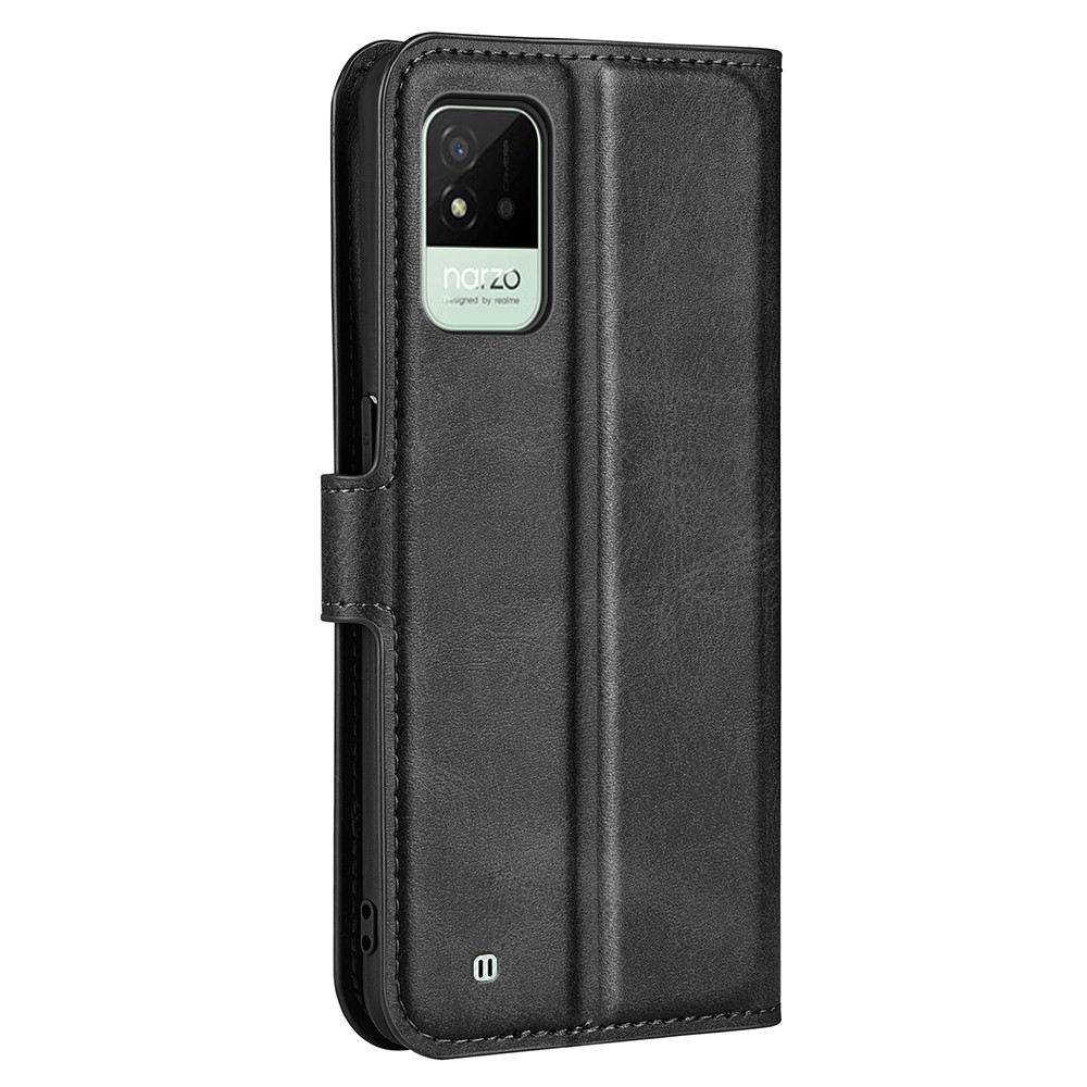 PU Leather Wallet Case Stand Feature Flip Magnetic Protective Cover for Realme Narzo 50i - Black-3