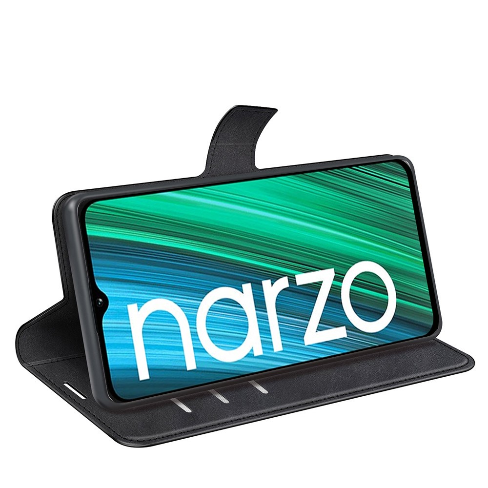 PU Leather Wallet Case Stand Feature Flip Magnetic Protective Cover for Realme Narzo 50i - Black-5