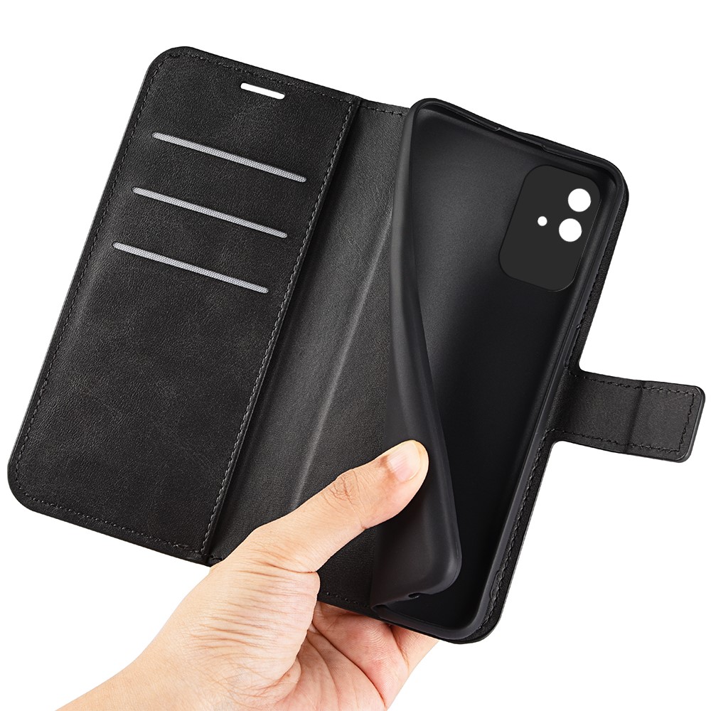 PU Leather Wallet Case Stand Feature Flip Magnetic Protective Cover for Realme Narzo 50i - Black-6