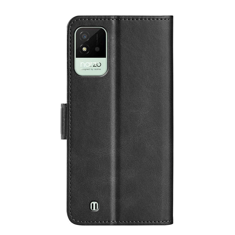 PU Leather Wallet Folio Flip Stand Phone Case with Double Magnetic Clasps for Realme Narzo 50i - Black-3