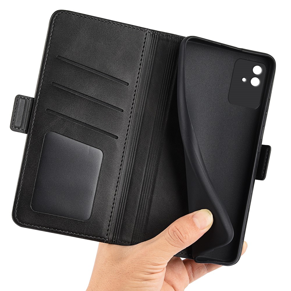 PU Leather Wallet Folio Flip Stand Phone Case with Double Magnetic Clasps for Realme Narzo 50i - Black-6