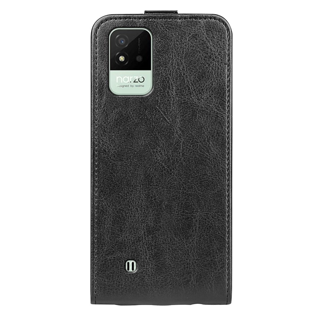 Vertical Flip Crazy Horse Texture PU Leather Phone Case with Card Slot Holder for Realme Narzo 50i - Black-2
