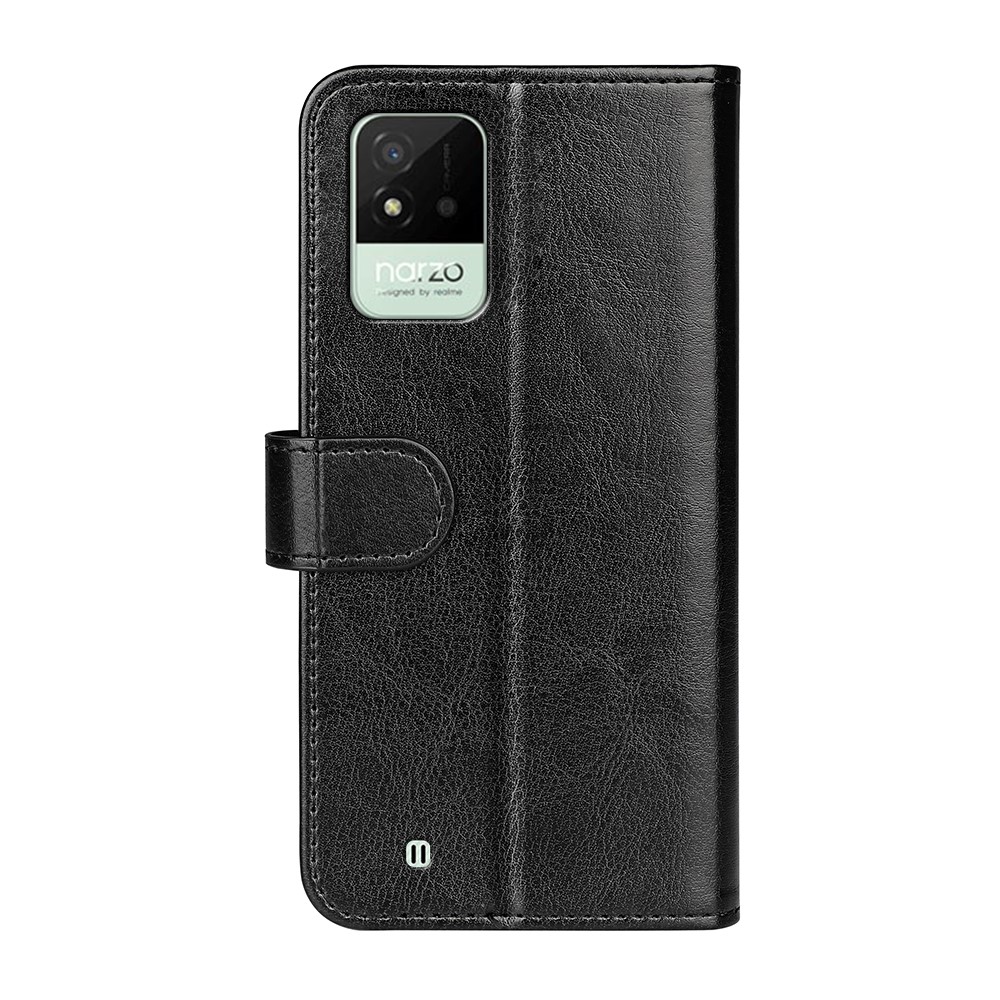 Crazy Horse Texture PU Leather Flip Folio Case Viewing Stand Wallet Phone Cover for Realme Narzo 50i - Black-3