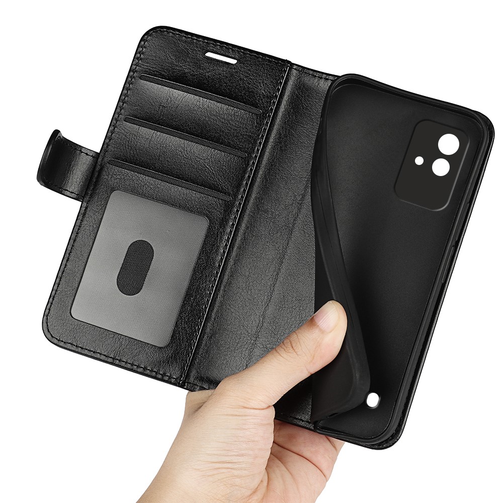 Crazy Horse Texture PU Leather Flip Folio Case Viewing Stand Wallet Phone Cover for Realme Narzo 50i - Black-6
