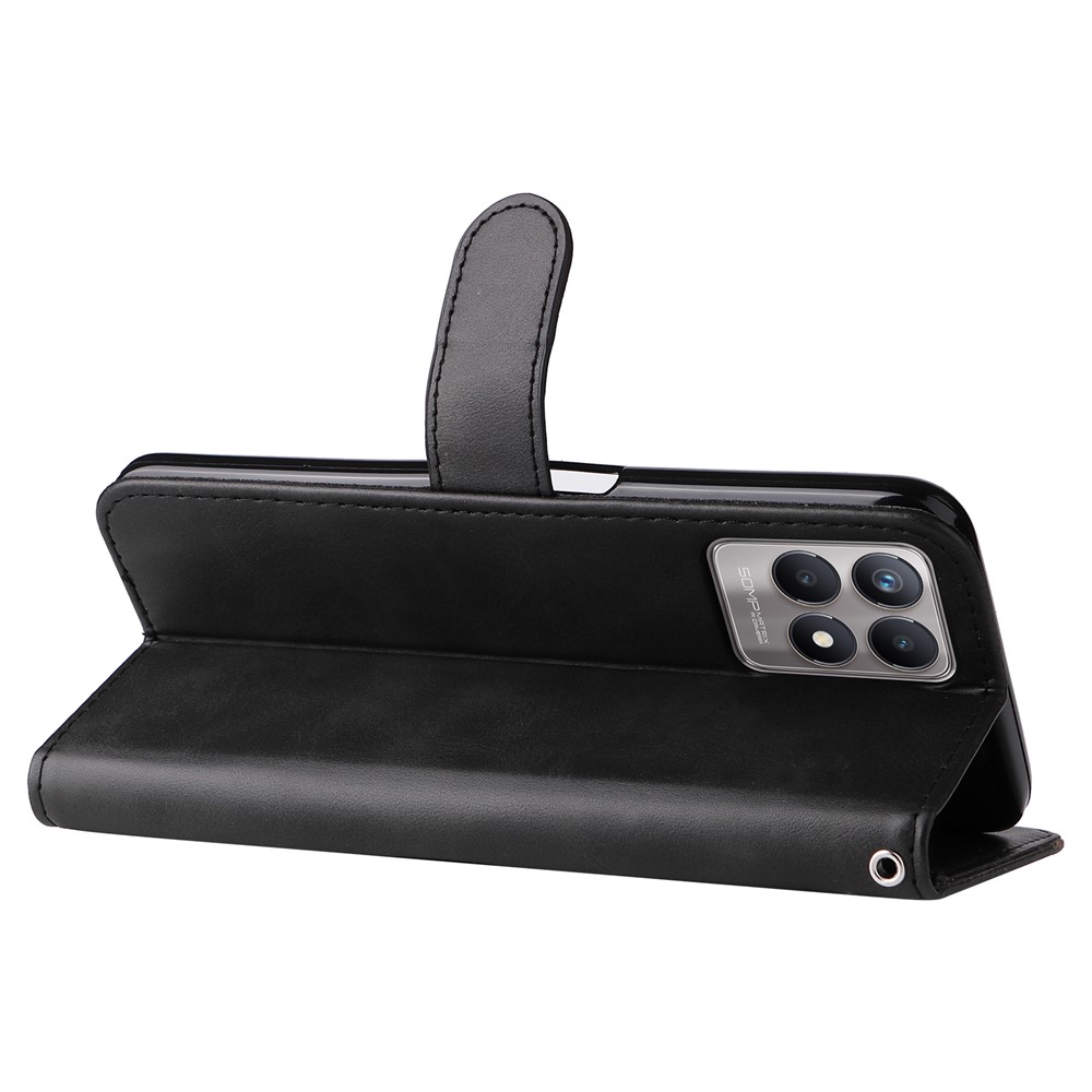 Folio Flip PU Leather Phone Case Zipper Pocket Design Wallet Drop-Resistant Case with Stand for Realme 8i - Black-9