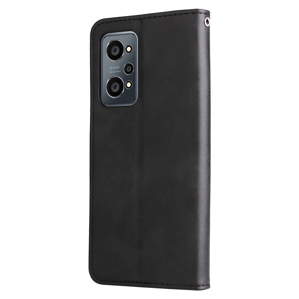 Folding PU Leather Phone Case Zipper Coin Pocket Design Case with Wallet Stand for Realme GT Neo2 - Black-2