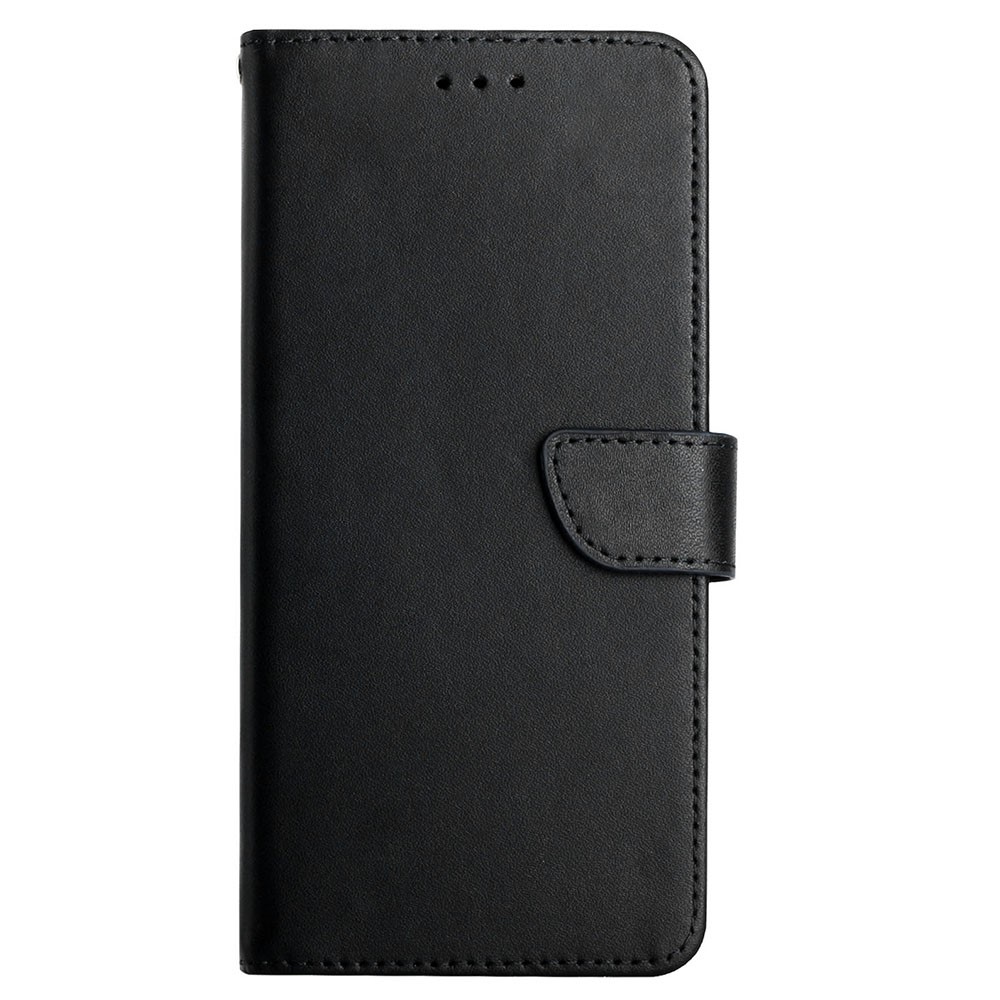 Wallet Phone Flip Shell For Oppo A74 4G/Oppo F19 Shockproof Nappa Texture Solid Color Stand Genuine Leather Mobile Phone Cover - Black-8