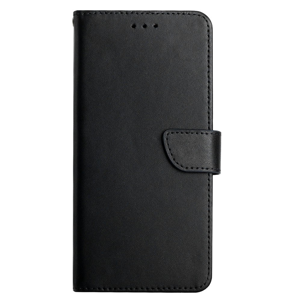 Scratch-resistant Nappa Texture Solid Color Horizontal Stand Wallet Case Genuine Leather + Soft TPU Inner Shell for Oppo A93A54/A74 5G - Black-8