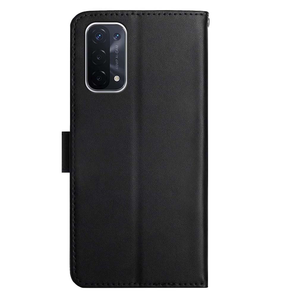 Scratch-resistant Nappa Texture Solid Color Horizontal Stand Wallet Case Genuine Leather + Soft TPU Inner Shell for Oppo A93A54/A74 5G - Black-9