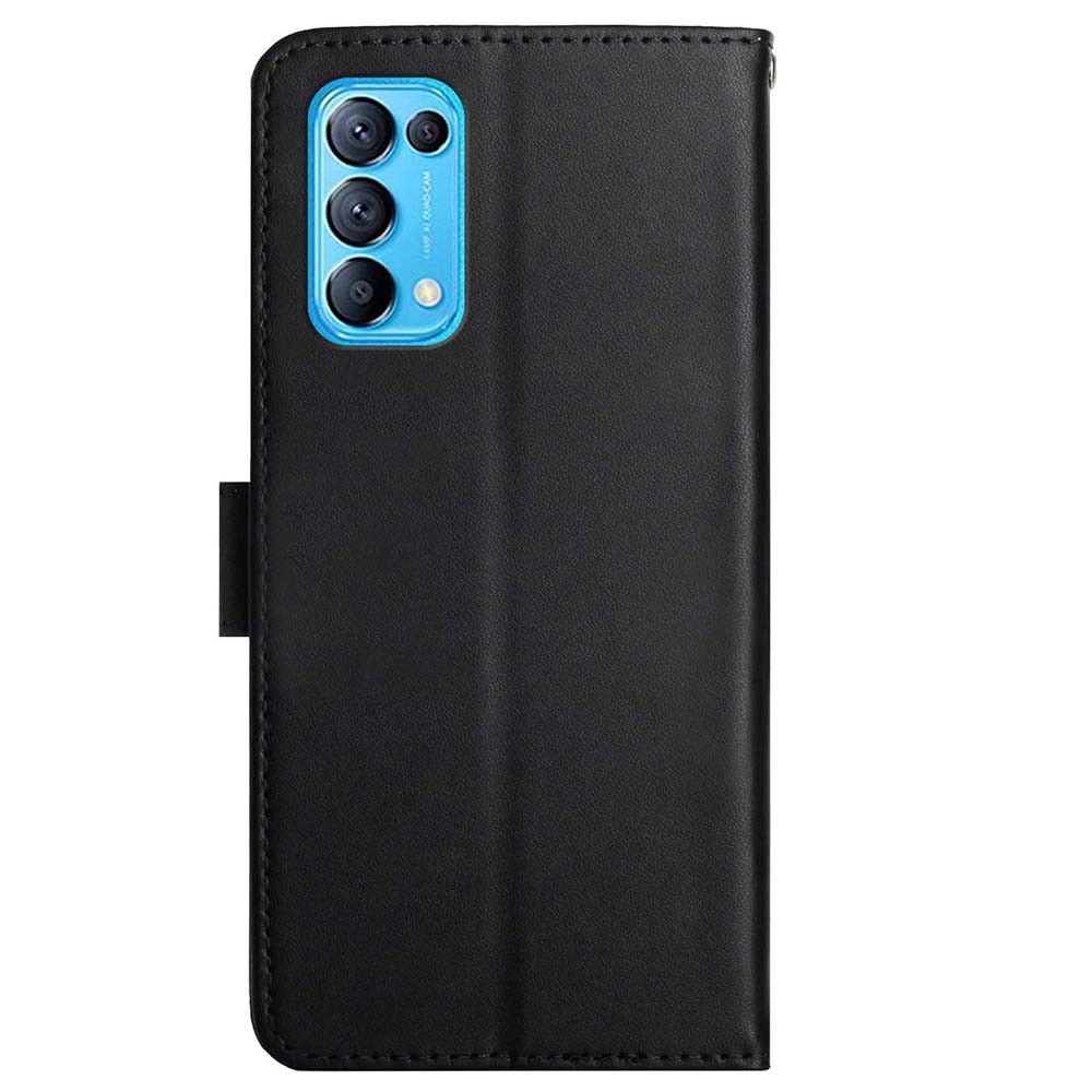 For Oppo Find X3 Lite/Reno5 K/Reno5 4G/5G Nappa Texture Solid Color Horizontal Stand Wallet Case Genuine Leather Outer Cover + Soft TPU Inner Shell - Black-9