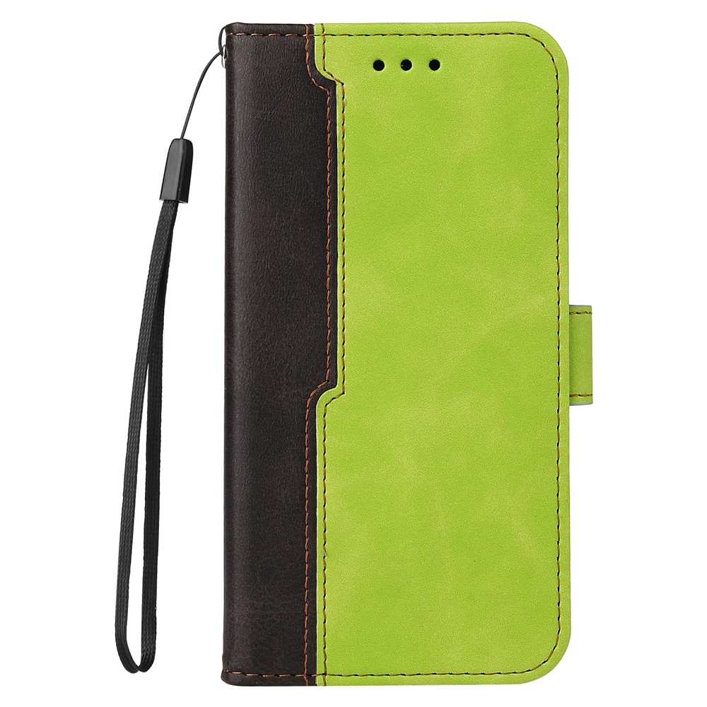 Scratch-resistant Drop-proof Business Style Splicing Dual-color Stand Wallet Design Phone Case for Realme GT Neo2 - Green-2