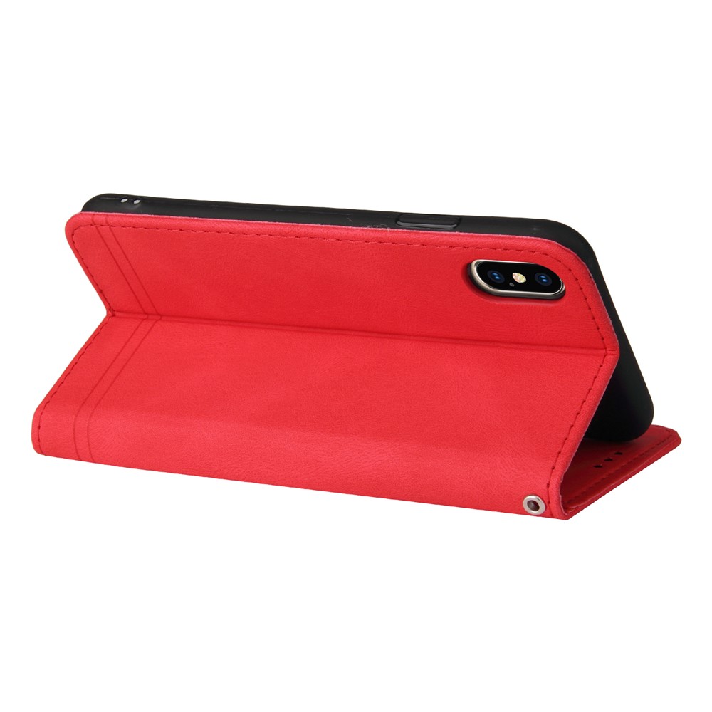 Card Slots Phone Flip Case Retro Tree Pattern Metal Button Decor Stand Wallet PU Leather+TPU Cover for Realme 8i - Red-6