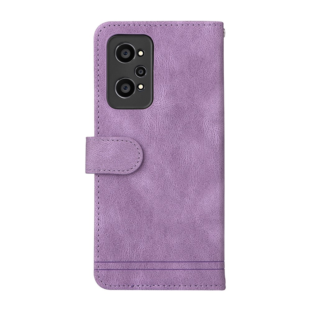 Retro Tree Pattern Metal Button Decor Stand Wallet PU Leather Phone Case Cover for Realme GT Neo2 - Purple-3