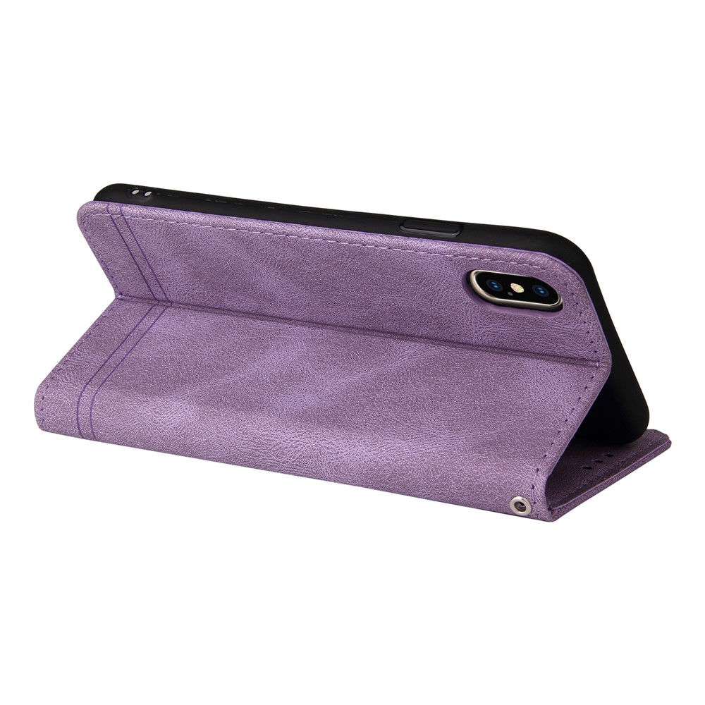 Retro Tree Pattern Metal Button Decor Stand Wallet PU Leather Phone Case Cover for Realme GT Neo2 - Purple-6