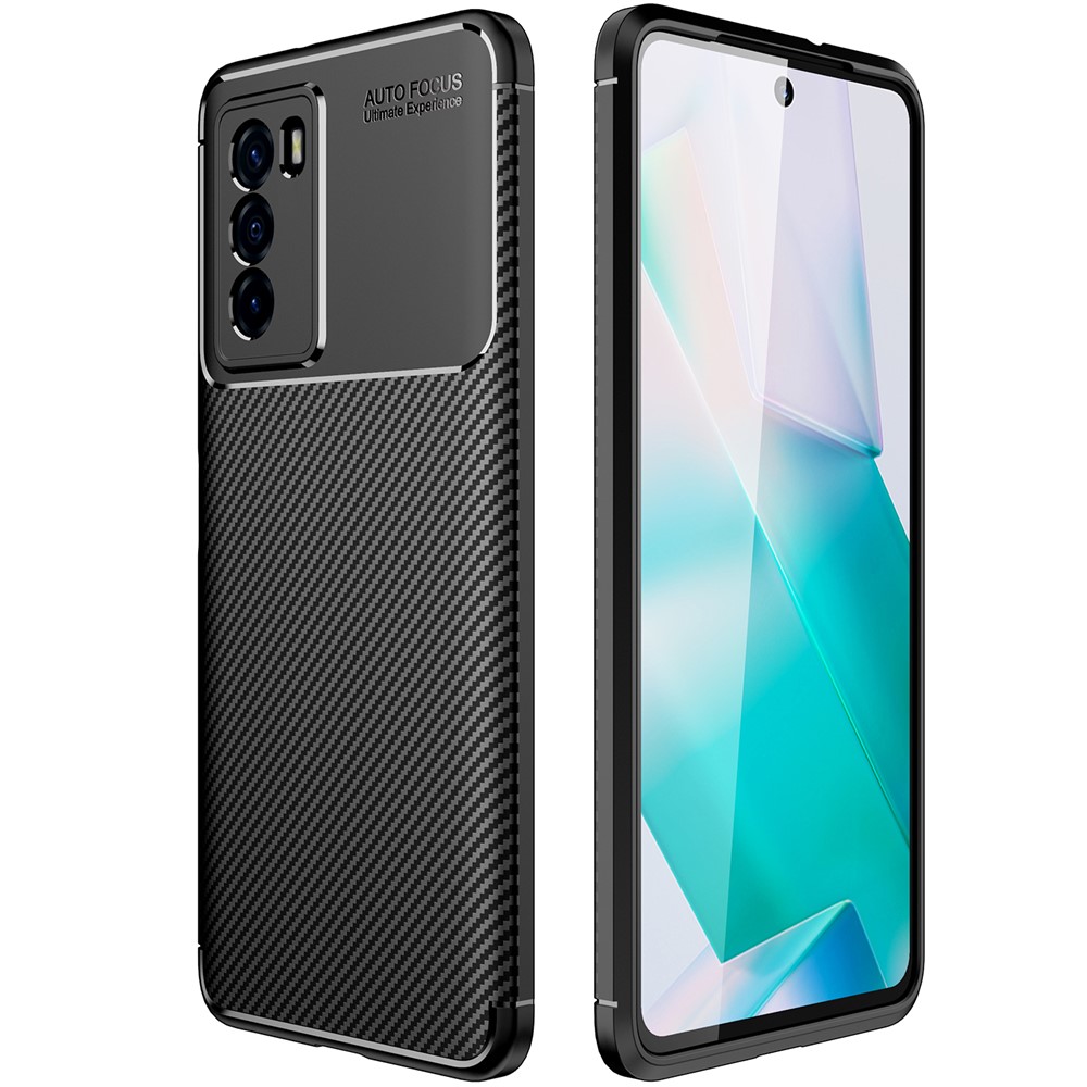 Slim Thin Flexible TPU Shock Absorption Carbon Fiber Protective Case for vivo T1 - Black-1