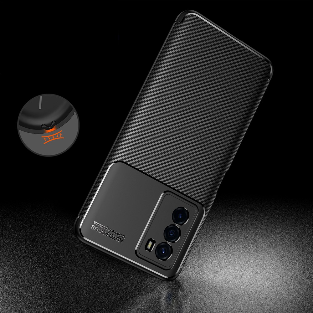 Slim Thin Flexible TPU Shock Absorption Carbon Fiber Protective Case for vivo T1 - Black-3