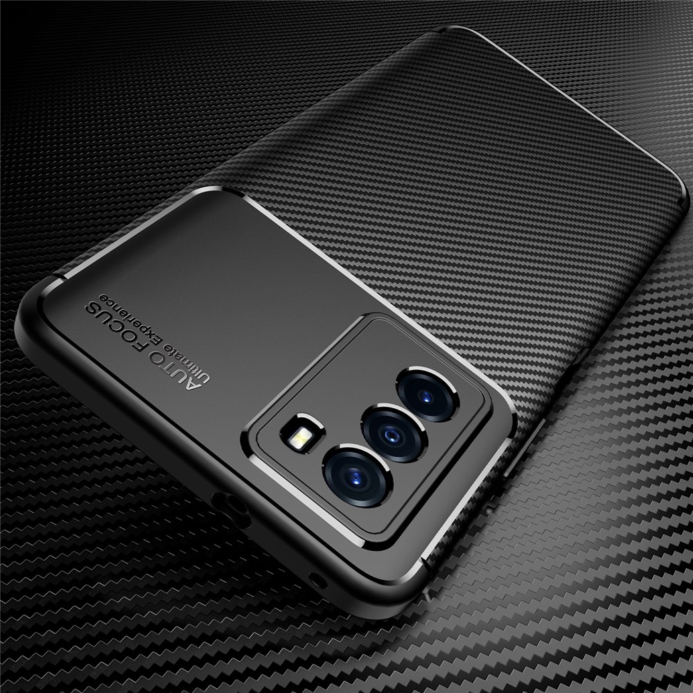 Slim Thin Flexible TPU Shock Absorption Carbon Fiber Protective Case for vivo T1 - Black-4