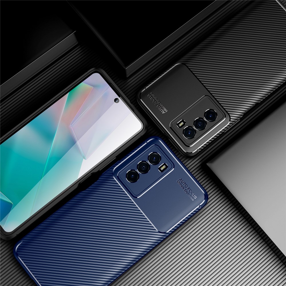 Slim Thin Flexible TPU Shock Absorption Carbon Fiber Protective Case for vivo T1 - Black-7
