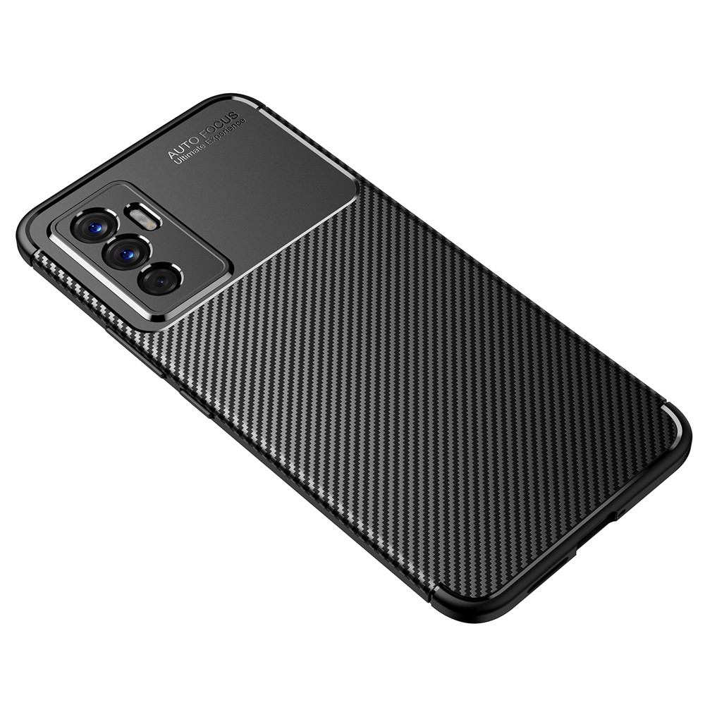 Soft Skin TPU Shockproof Carbon Fiber Protective Back Case for vivo S10e - Black-2