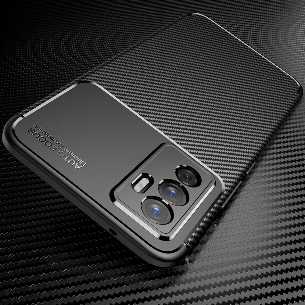 Soft Skin TPU Shockproof Carbon Fiber Protective Back Case for vivo S10e - Black-4