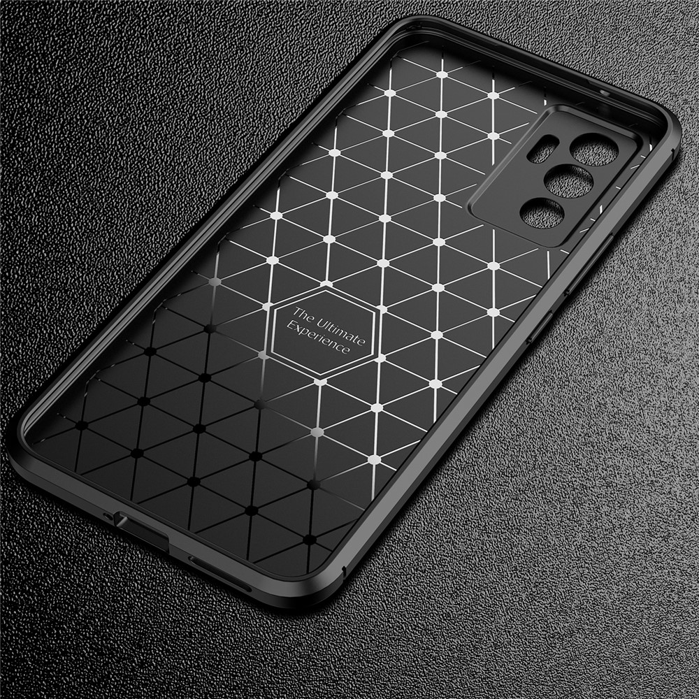 Soft Skin TPU Shockproof Carbon Fiber Protective Back Case for vivo S10e - Black-5