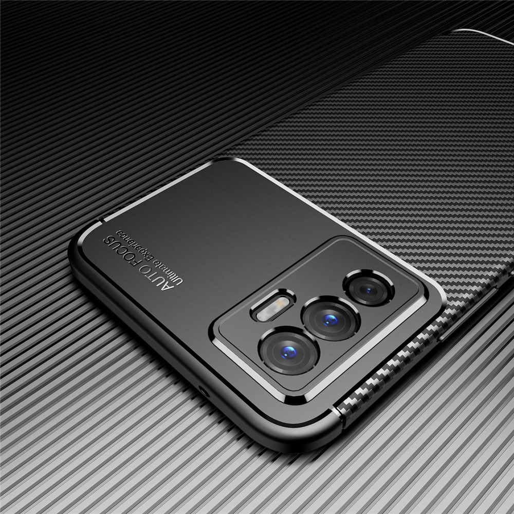 Soft Skin TPU Shockproof Carbon Fiber Protective Back Case for vivo S10e - Black-6