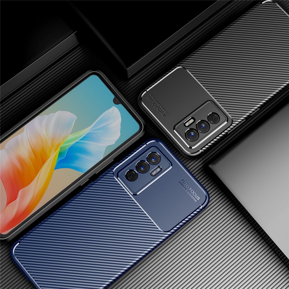 Soft Skin TPU Shockproof Carbon Fiber Protective Back Case for vivo S10e - Black-7