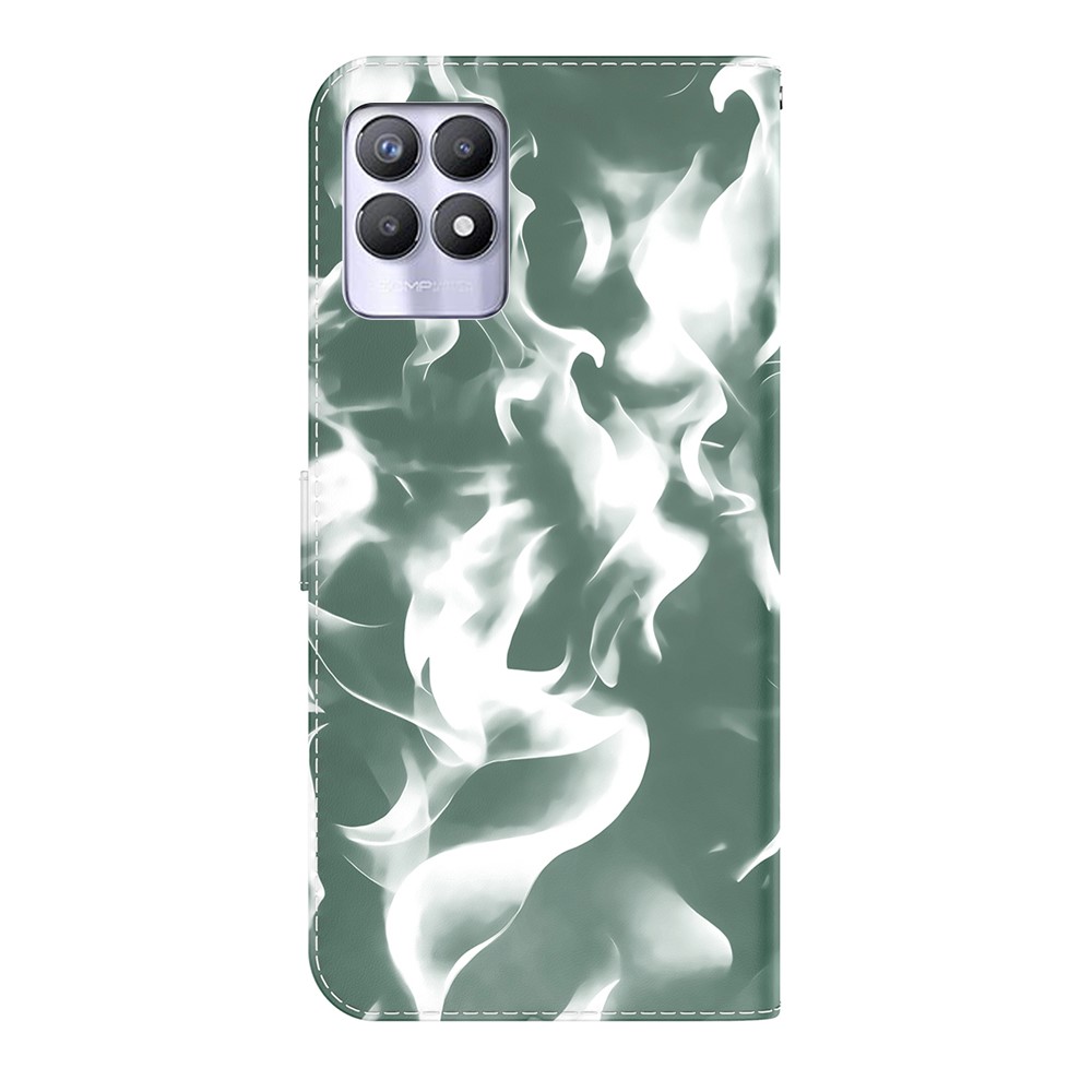 Phone Cover Stylish Fog Pattern Printing PU Leather Magnetic Closure Flip Folio Wallet Phone Case for Realme 8i - Green-3