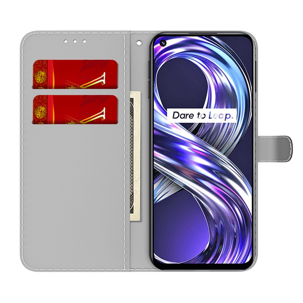 Telefondeckel Stilvolle Nebelmuster Druck PU Leder Magnetische Schließe Flip Folio Wallet Telefonhülle Für Realme 8i/Narzo 50 4g - Grün