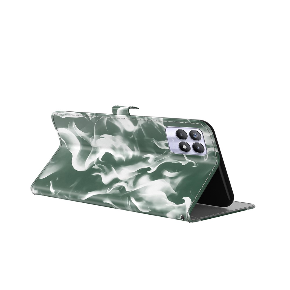 Copertura Per Copertura Telefici Eleggio di Fogo Stampare PU Chiusa Magnetica Chiusa Magnotica Flip Folio Pferforth Custodia Per il Telefono Per Realme 8i/Narzo 50 4G - Verde