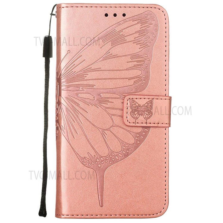 For Realme Narzo 20 Pro/7 (Asia)/(Global) Full Protection Imprinting Butterfly Flower Wallet Stylish Leather Case with Stand - Rose Gold-2