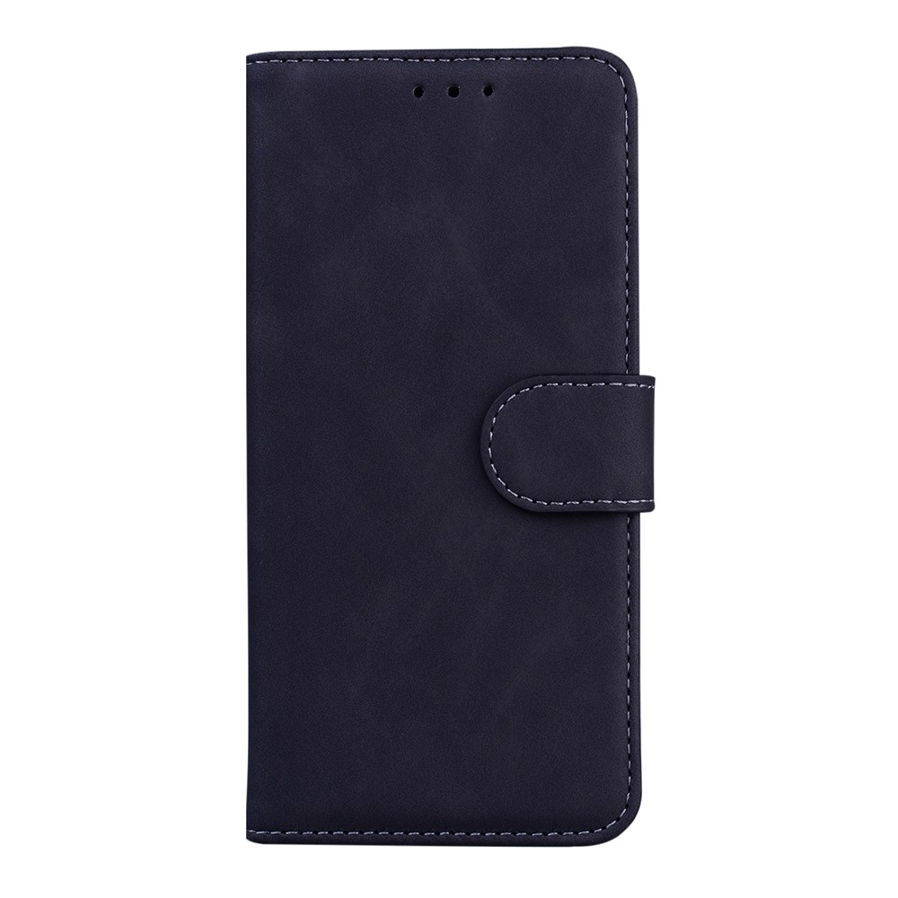 Solid Color Phone Case Premium PU Leather Wallet Flip Folio Shockproof Cover with Stand for Realme 8i - Black-2